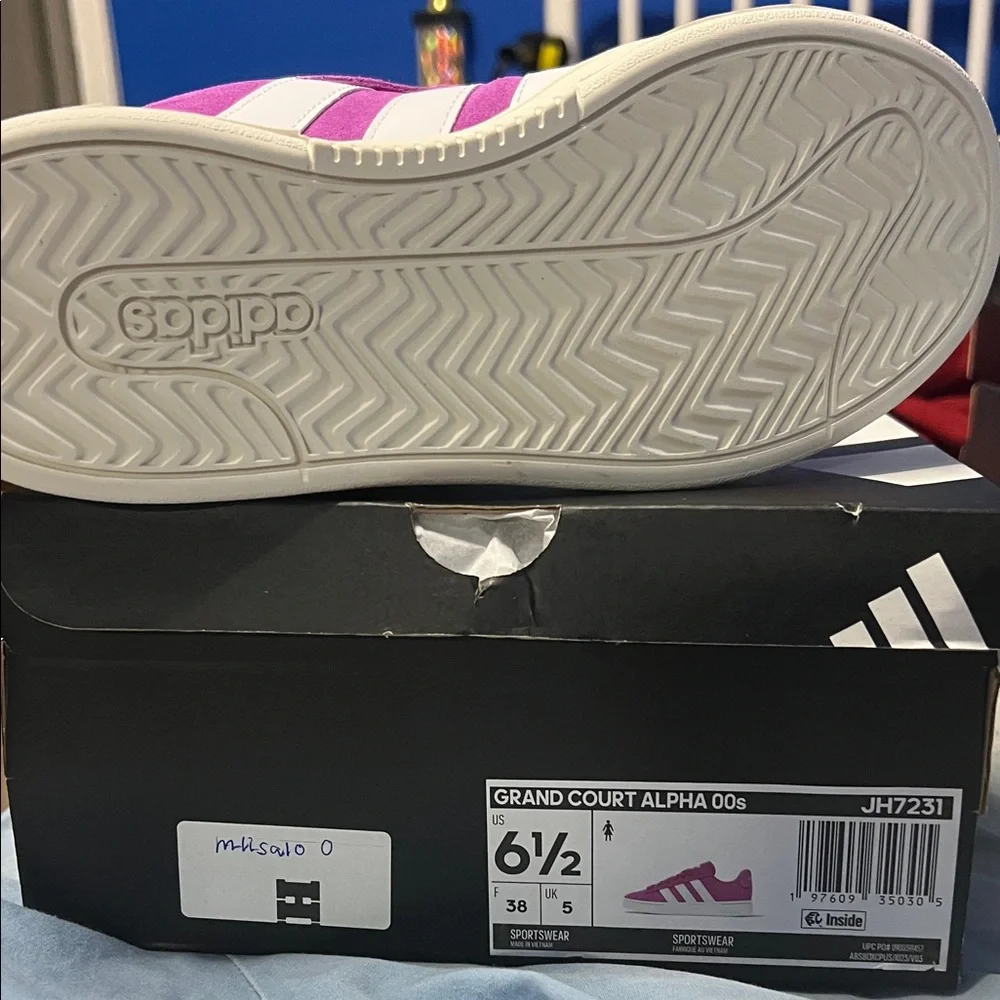 adidas Grand Court Alpha Pink and White Women's Sneakers - Picture 4 of 5
